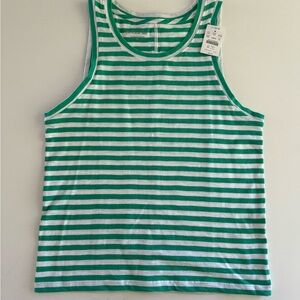 J. Crew Green and White Striped Girlfriend Tank size XS
